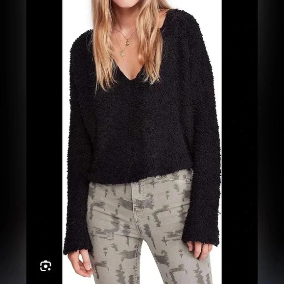 Free People Song Bird Black Popcorn Sweater - Picture 4 of 6